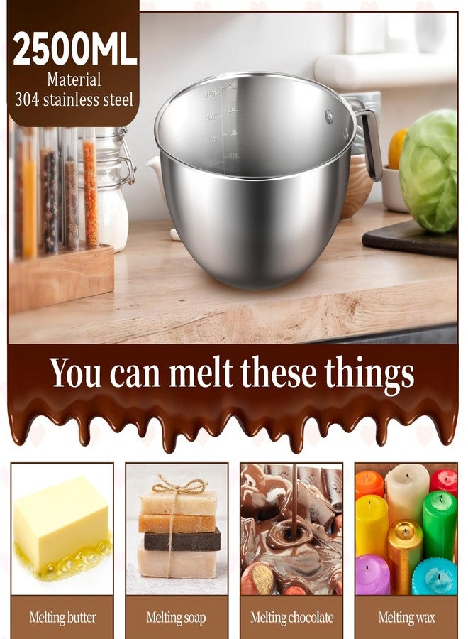 BOHUIZ 304 Stainless Steel Double Boiler with Spatula and Spoon, 4.2QT Dual-Handle Pot 2.6QT Melting Bowl with Scale and Handle Stackable Water Bath Melting Pot Set for Chocolate, Butter, Sugar, Wax - Image 5